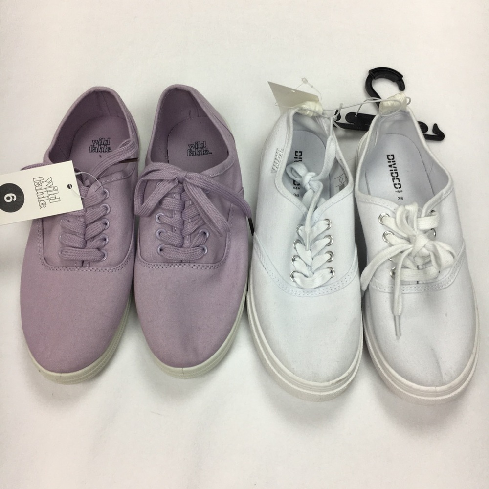 bundle purple white sneakers shoes tennis h&m 5.5 6. Similar to keds.